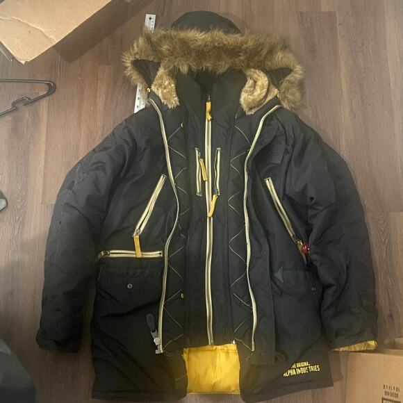 Alpha Industries Military Standard Fur Hooded Winter Parka Jacket - Picture 1 of 11